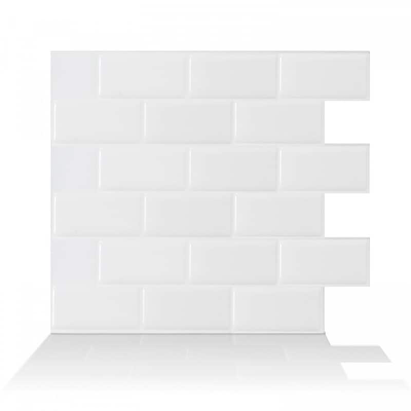 Subway White 10.95 in. x 9.70 in. Peel and Stick Self-Adhesive Decorative Mosaic Wall Tile Backsplash (4-Pack)