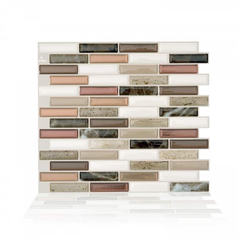 Milenza Taddio 10.20 in. x 9.00 in. Peel and Stick Self-Adhesive Decorative Mosaic Wall Tile Backsplash (4-Pack)