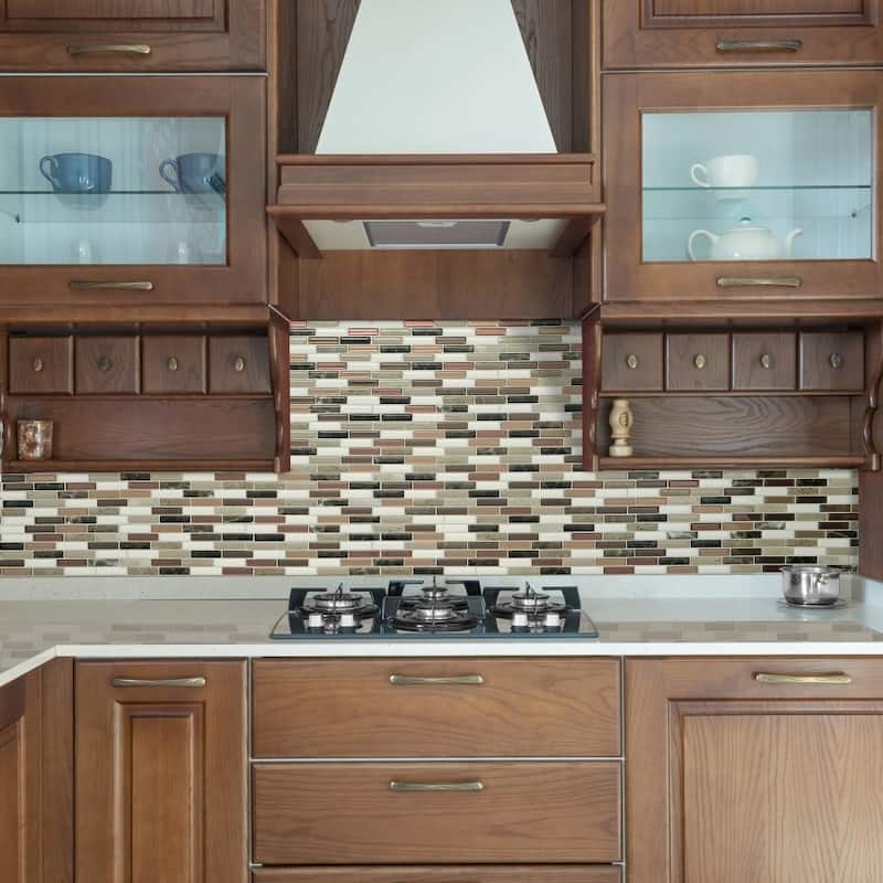 Milenza Taddio 10.20 in. x 9.00 in. Peel and Stick Self-Adhesive Decorative Mosaic Wall Tile Backsplash (4-Pack)