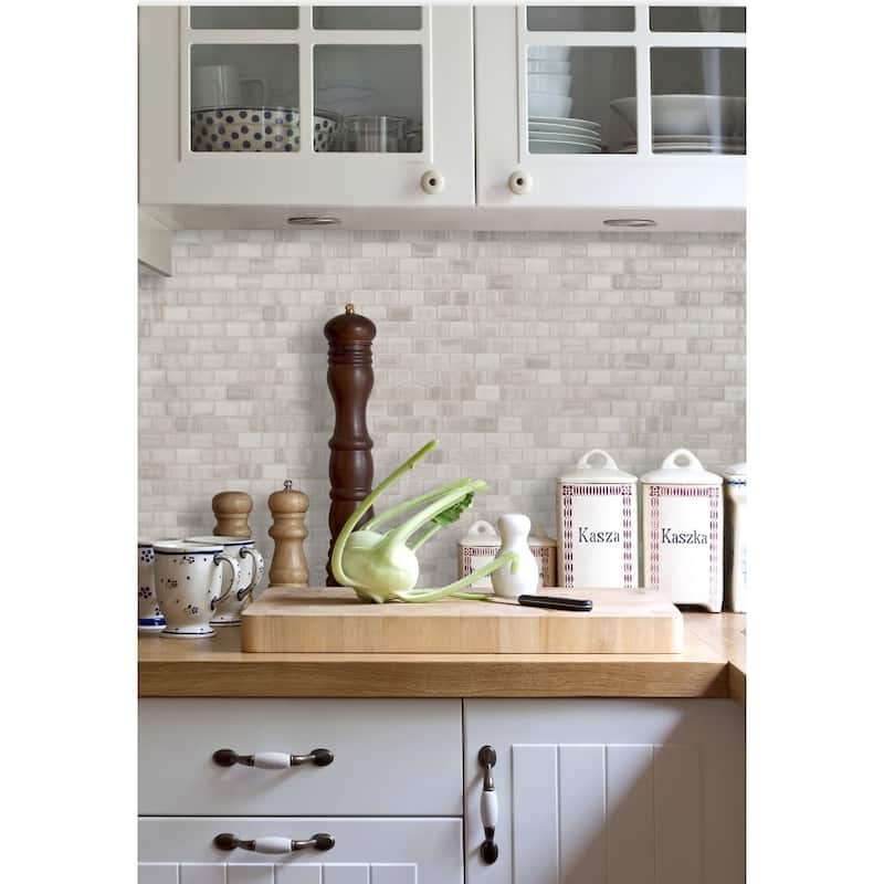 Ravenna Farro 9.80 in. x 9.74 in. Peel and Stick Self-Adhesive Decorative Mosaic Wall Tile Backsplash (4-Pack)