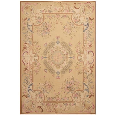 Handmade One-of-a-Kind Sino Aubusson Flatweave Wool Rug - 6' x 9'