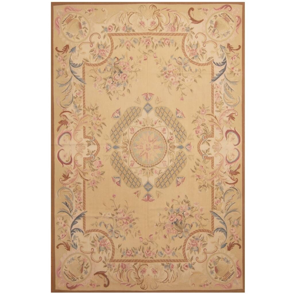Handmade One-of-a-Kind Sino Aubusson Flatweave Wool Rug - 6' x 9'