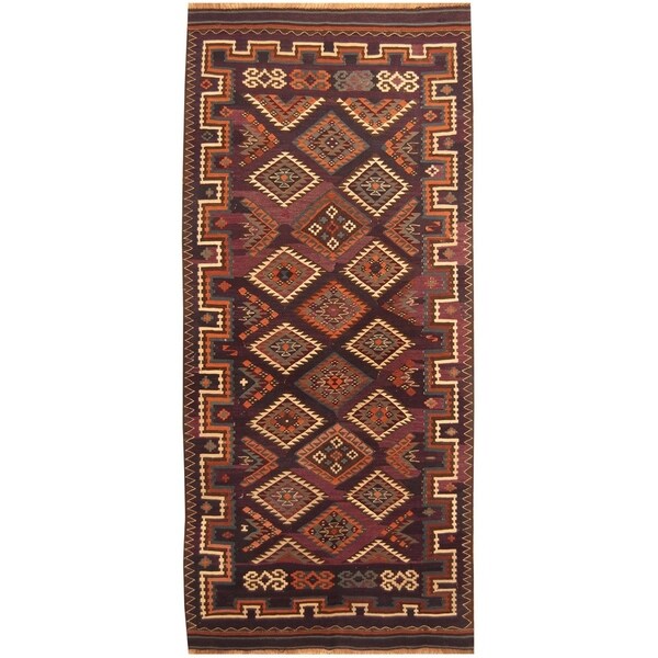 Handmade Kazak Wool Kilim Rug (Azerbaijan) - 5' x 11'3
