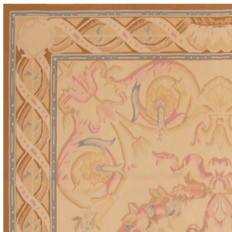 Handmade One-of-a-Kind Sino Aubusson Flatweave Wool Rug - 5' x 8'