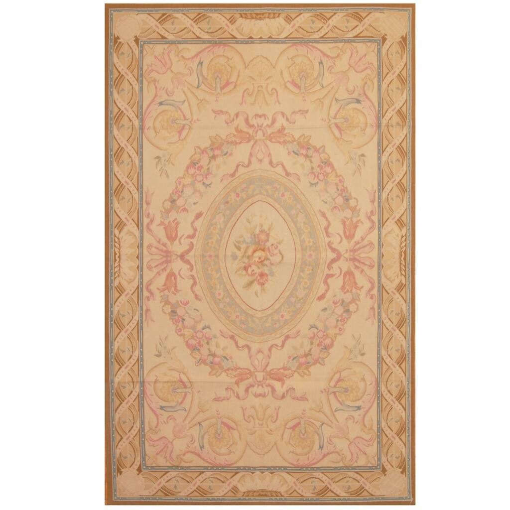 Handmade One-of-a-Kind Sino Aubusson Flatweave Wool Rug - 5' x 8'