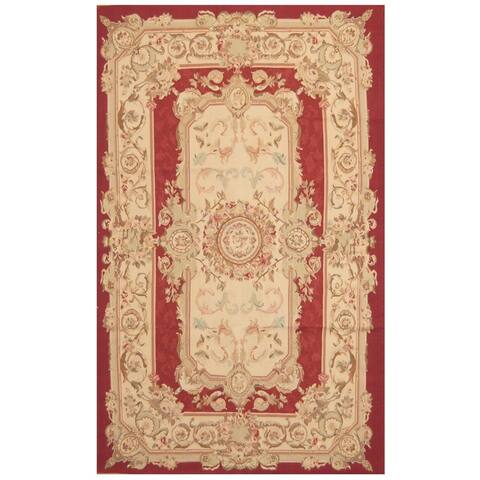 Handmade One-of-a-Kind Sino Aubusson Flatweave Wool Rug - 5'2 x 8'3