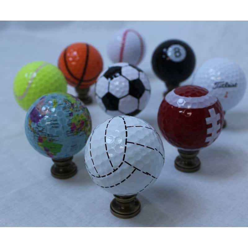 Volleyball Lamp Finial, Yellow with White Stripes, 2.25"h