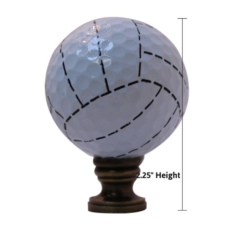 Volleyball Lamp Finial, Yellow with White Stripes, 2.25"h