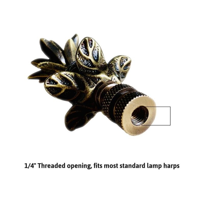 Blooming Pineapple Lamp Finial Antique Brass Metal 3"h