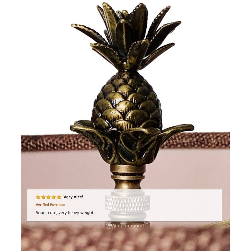 Blooming Pineapple Lamp Finial Antique Brass Metal 3"h