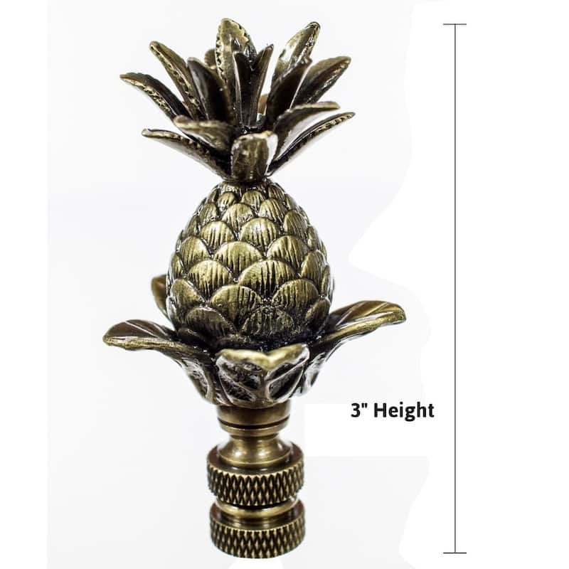 Blooming Pineapple Lamp Finial Antique Brass Metal 3"h