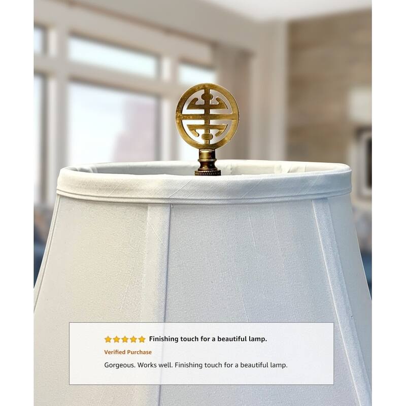 Classic 4 Blessings Asian Lamp Finial Antique Brass Metal 2.25"h
