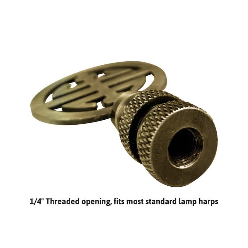 Classic 4 Blessings Asian Lamp Finial Antique Brass Metal 2.25"h