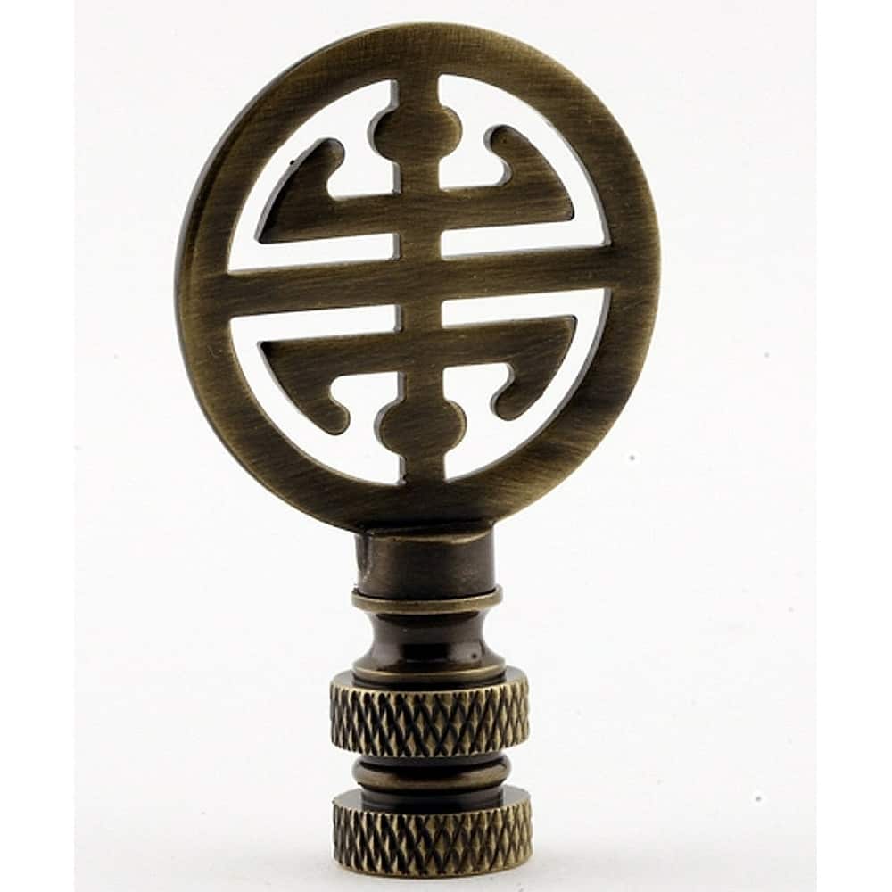 Classic 4 Blessings Asian Lamp Finial Antique Brass Metal 2.25"h