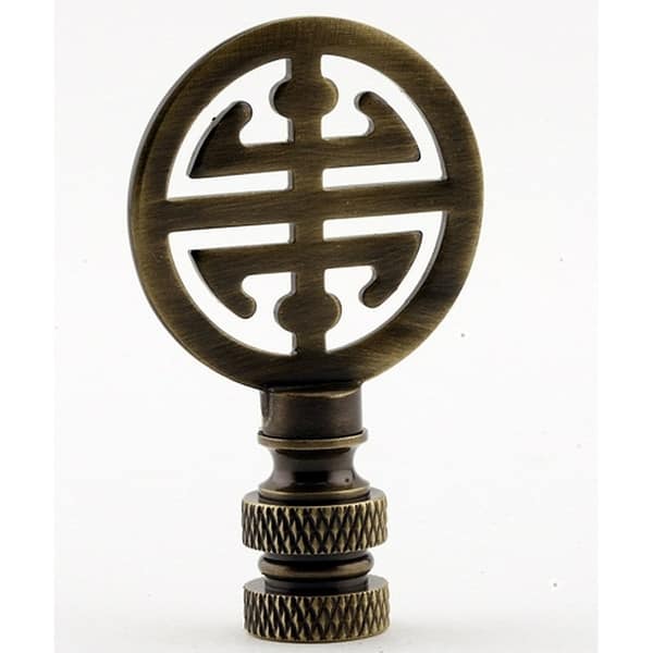 slide 2 of 4, Classic 4 Blessings Asian Lamp Finial Antique Brass Metal 2.25"h