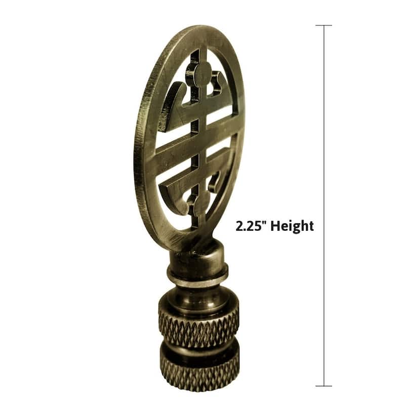 Classic 4 Blessings Asian Lamp Finial Antique Brass Metal 2.25"h
