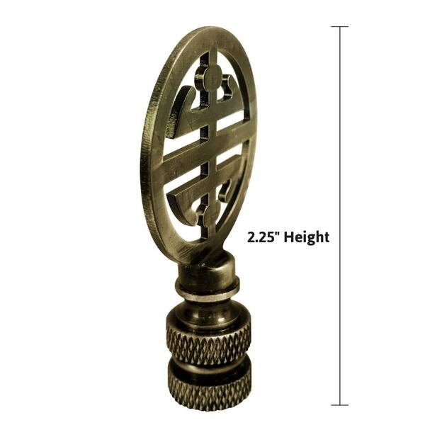 Classic 4 Blessings Asian Lamp Finial Antique Brass Metal 2.25"h