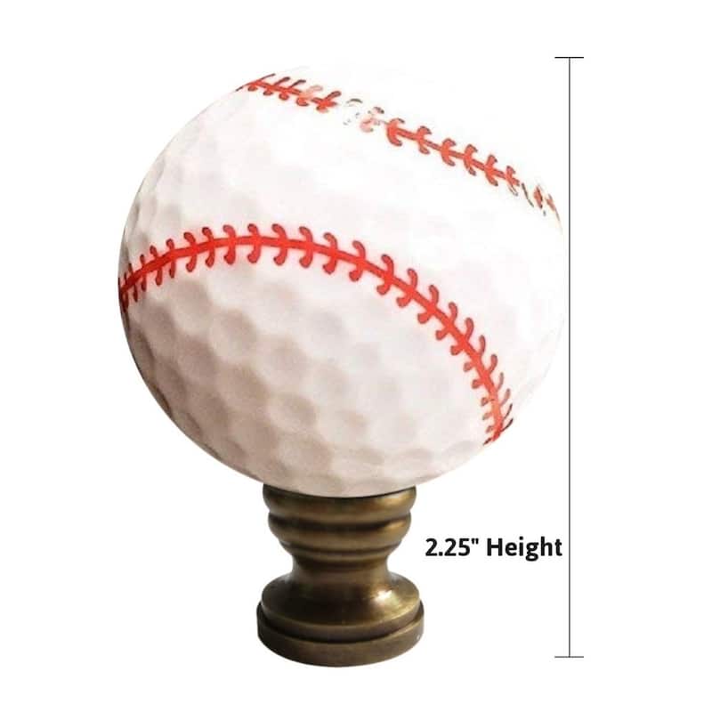 Baseball Lamp Finial, White with Red Stitching 2.25"h