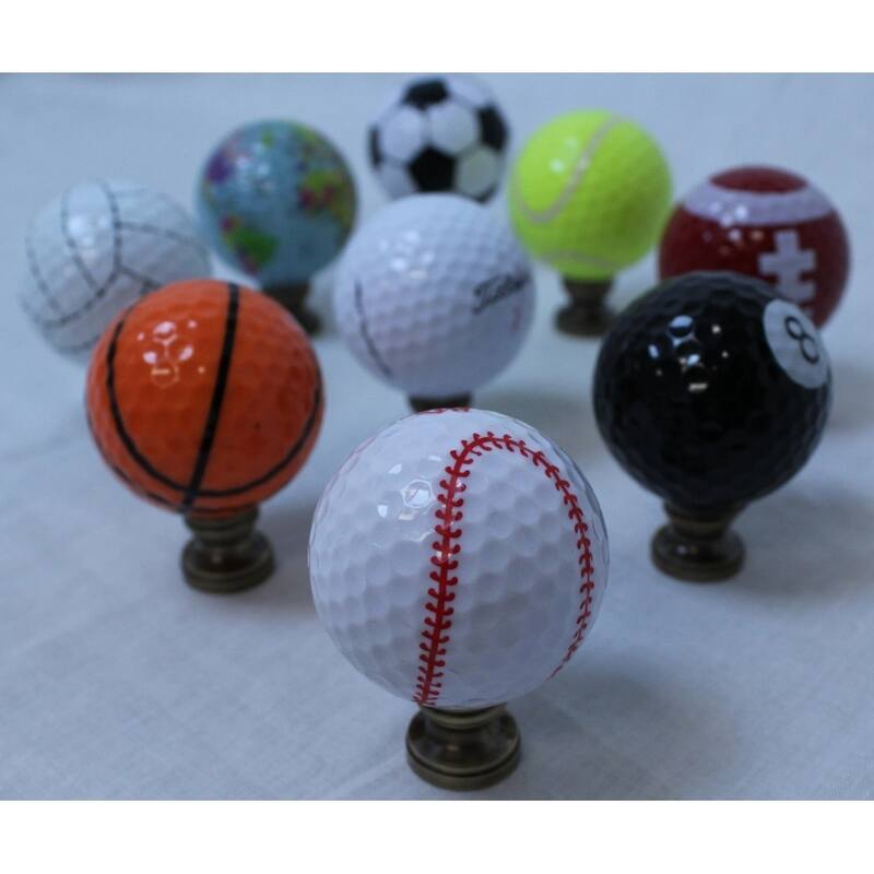Baseball Lamp Finial, White with Red Stitching 2.25"h