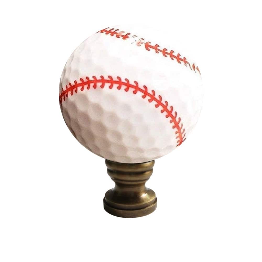 Baseball Lamp Finial, White with Red Stitching 2.25"h