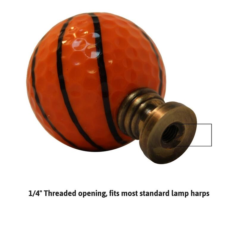 Basketball Lamp Finial, Orange with Black Lining 2.25"h