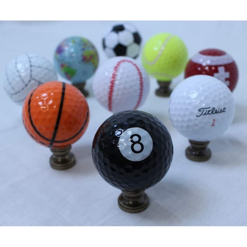 8-Ball Billiard Lamp Finial, Black, 2.25"h
