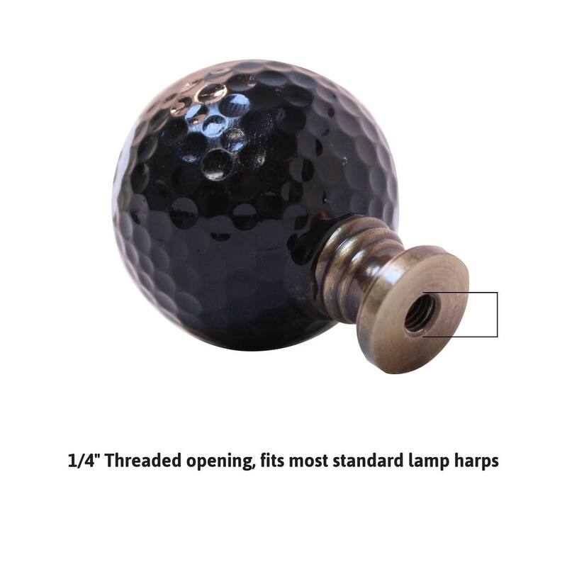 8-Ball Billiard Lamp Finial, Black, 2.25"h