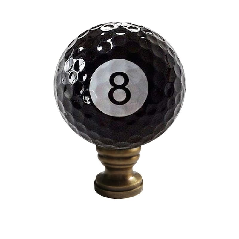 8-Ball Billiard Lamp Finial, Black, 2.25"h