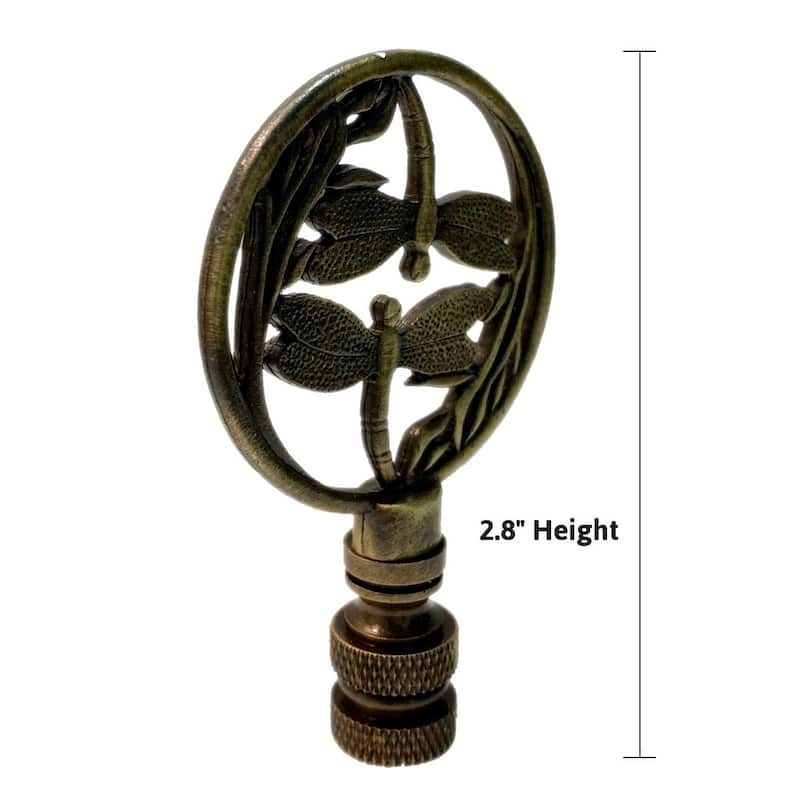 Double Dragonfly Lamp Finial Antique Brass 2.8"h