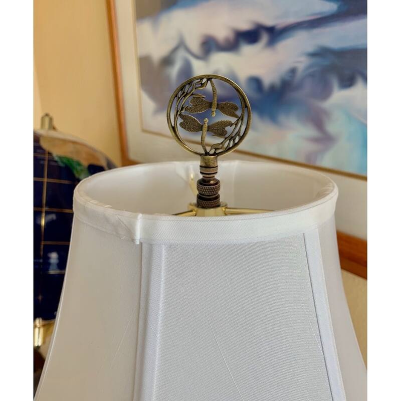 Double Dragonfly Lamp Finial Antique Brass 2.8"h