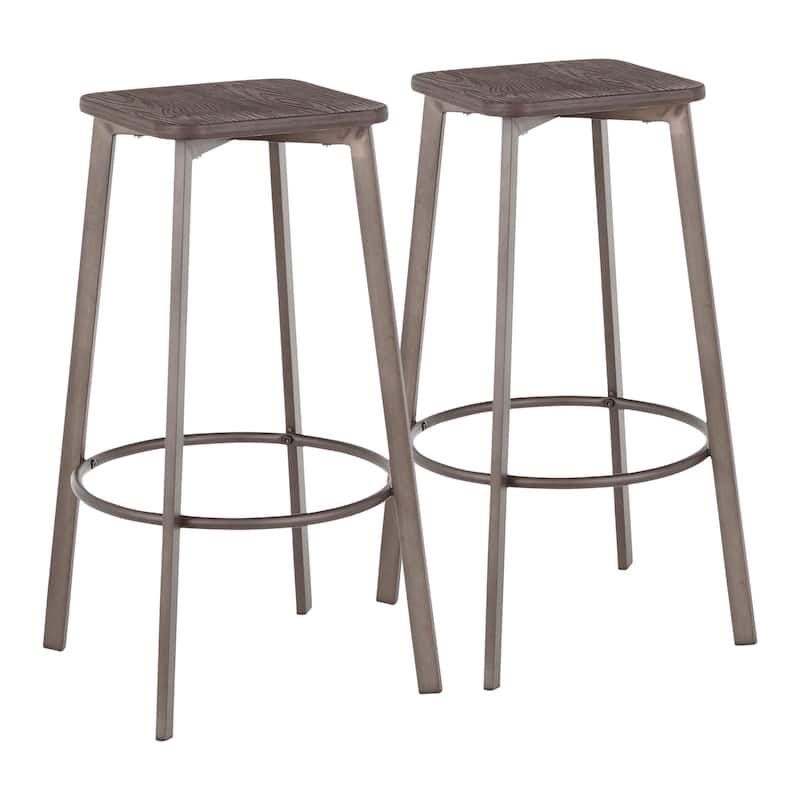 Carbon Loft Barton Backless Square Industrial Bar Stools (Set of 2) - antique/espresso