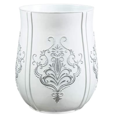 Vintage White Bathroom Trash Can Wastebasket