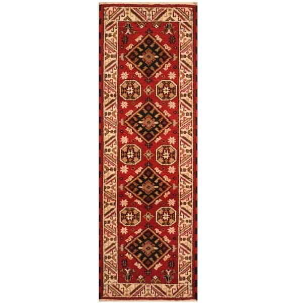 Handmade Kazak Wool Rug (India) - 2'2 x 6'7