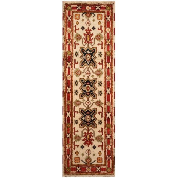 Handmade Kazak Wool Rug (India) - 2' x 6'7