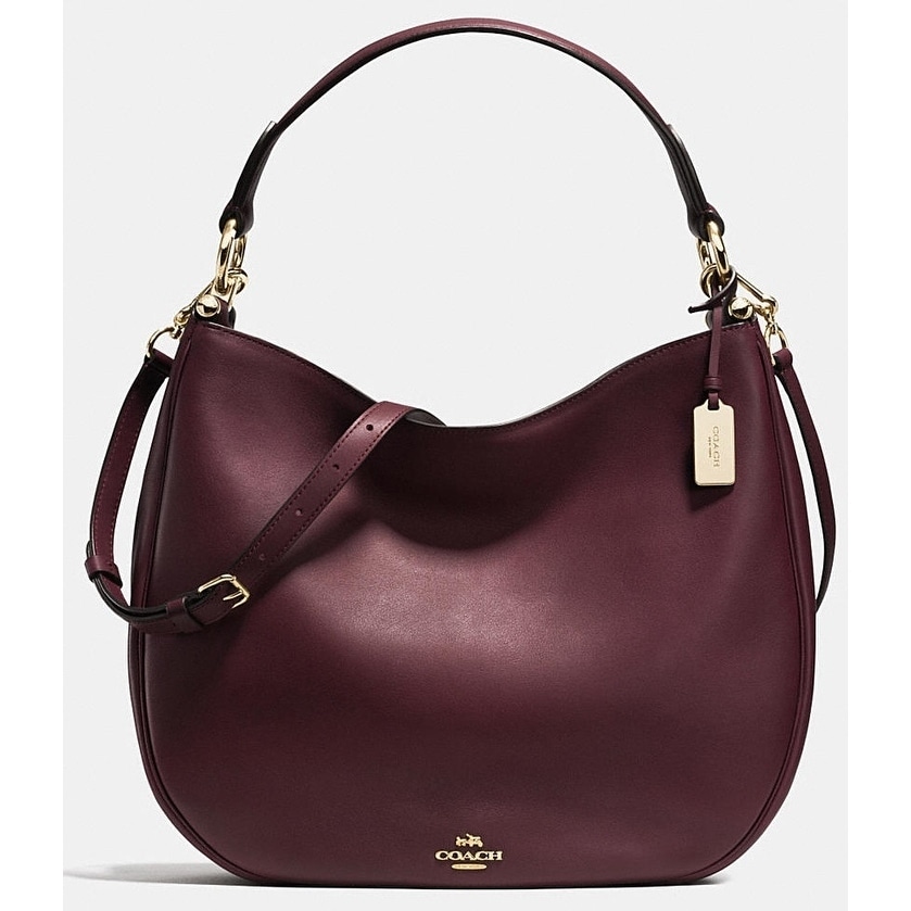 oxblood leather handbag