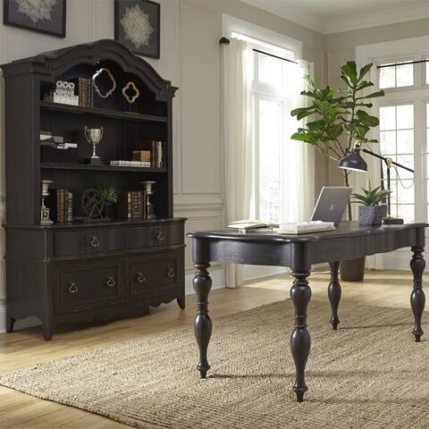 Copper Grove Antibes Wire-brushed Antique Black 3-piece Desk and Hutch Set