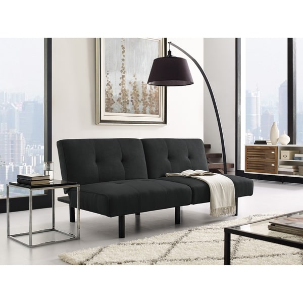 Serta Houston Black Microfiber Convertible Sofa Free
