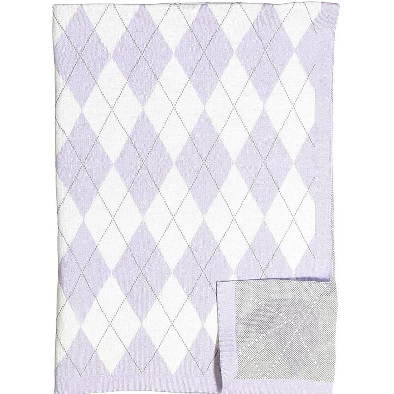 Argyle Knit Baby Blanket - Purple