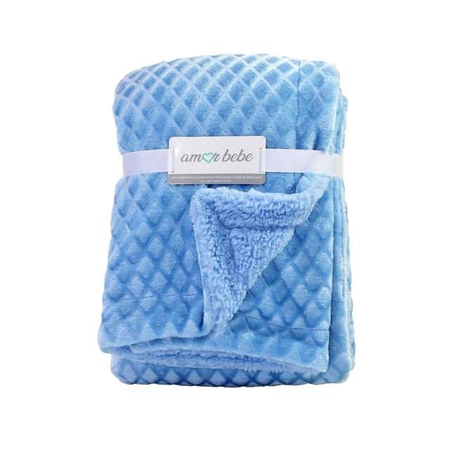 Diamond Plush Sherpa Baby Blanket - Blue