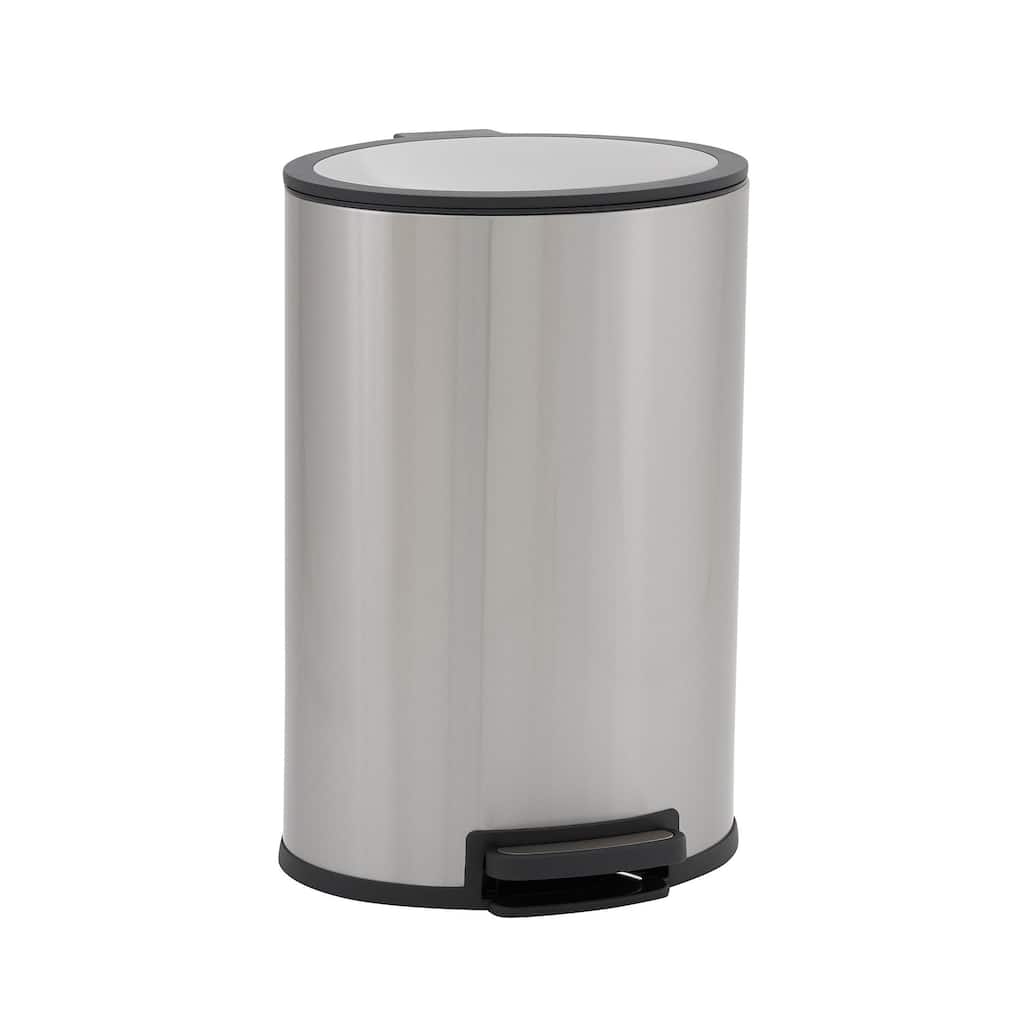 Household Essentials 40L Oval Stainless Steel Step Trash Can Bin