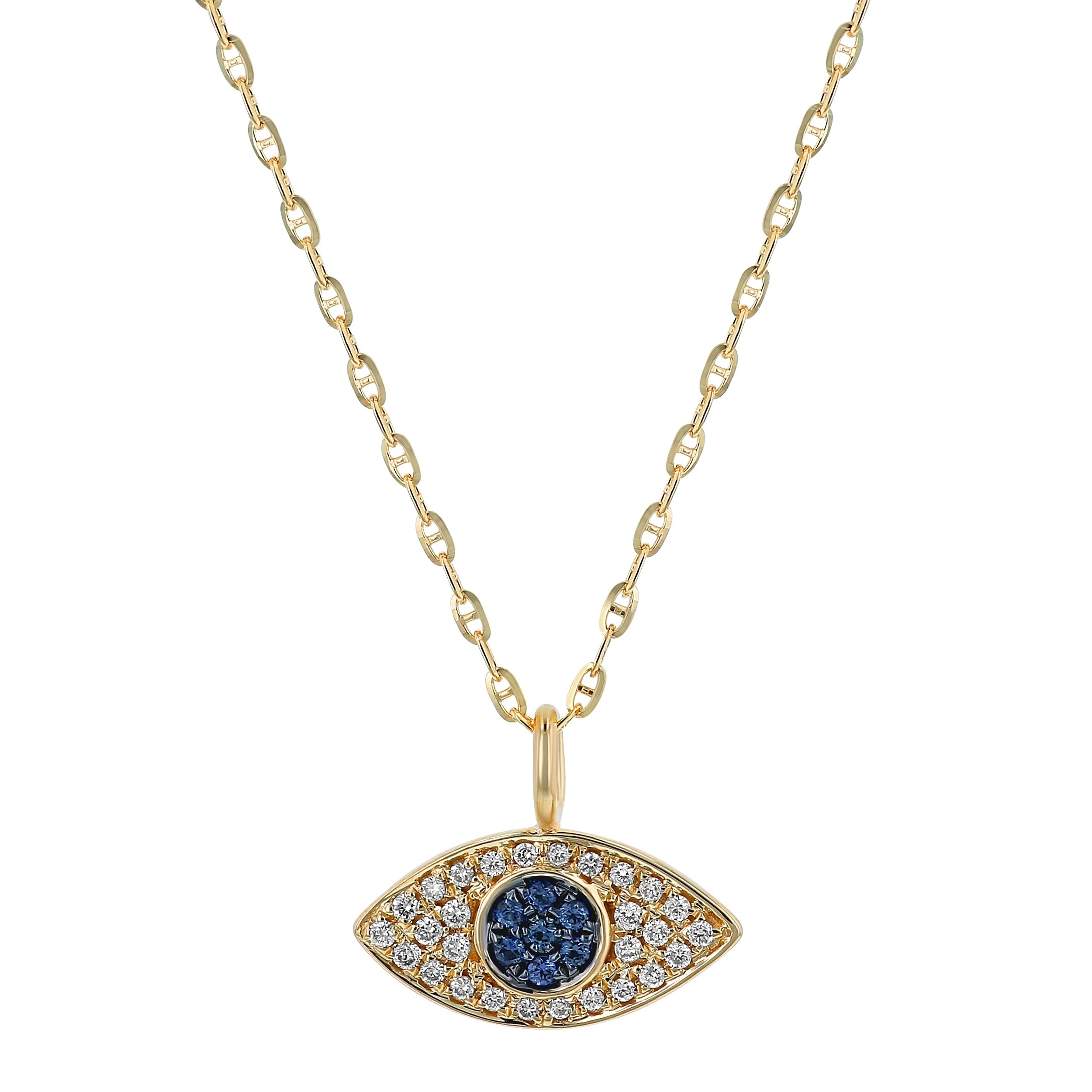 Blue & White Diamond Accents Infinity Pendant Necklace 14K Yellow Gold Over Blue & White Diamond Accents Infinity Pendant Necklace 14K Yellow Gold Over