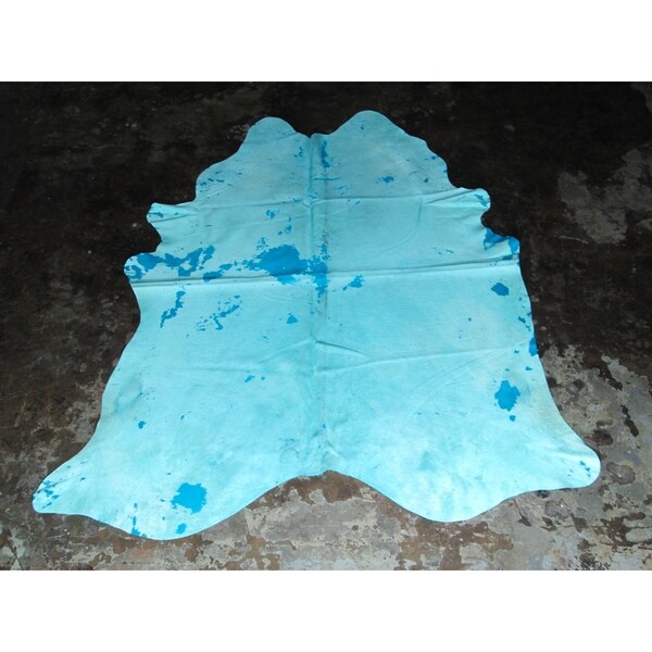 Real Blue Cowhide - 6.3 feet x 7.5 feet/76" x 90"