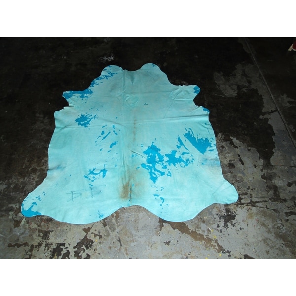 Blue Cowhide - 6.6 feet x 7.3 feet/79" x 88" - 6.6 feet x 7.3 feet/79" x 88". Opens flyout.