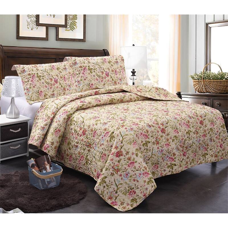 3 Piece Printed Lightweight Bedding Quilt Set
