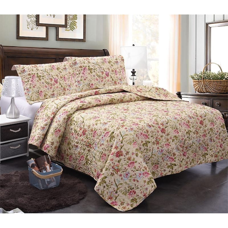 3 Piece Printed Lightweight Bedding Quilt Set