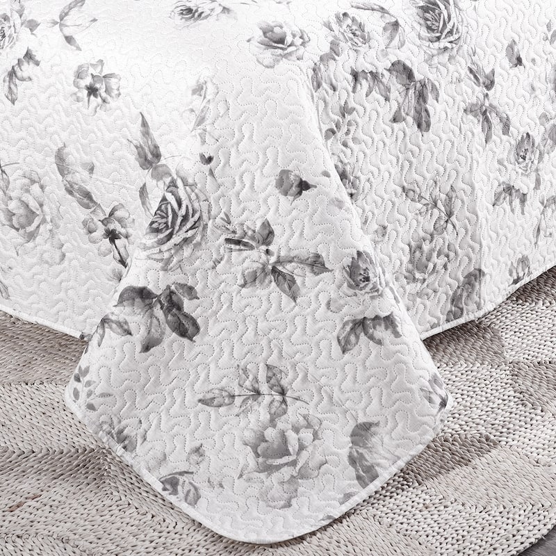 3 Piece Solid Printed Bedding Quilt Set- Soft & Lightweight Full/Queen