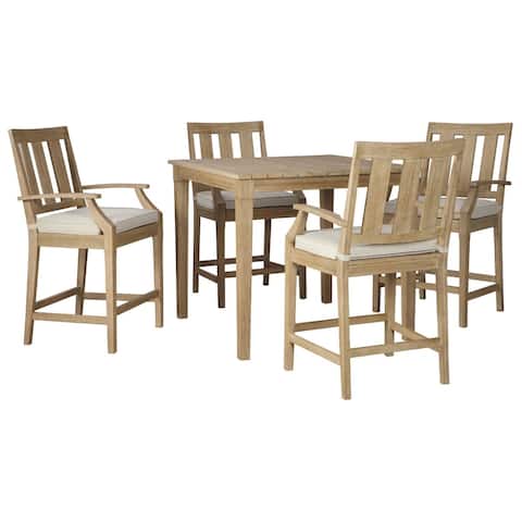 Clare View Outdoor Barstools with Cushion Set of 2 - Beige