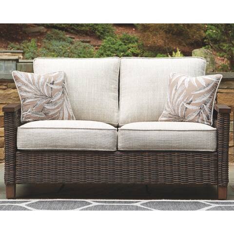 Paradise Trail Medium Brown Outdoor Loveseat w/ Cushion