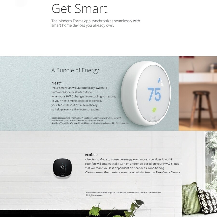 Shop Lotus 54 Inch Three Blade Indoor Outdoor Smart Ceiling Fan