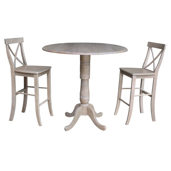 42" Round Pedestal Bar Height Table with 2 Bar Height Stools